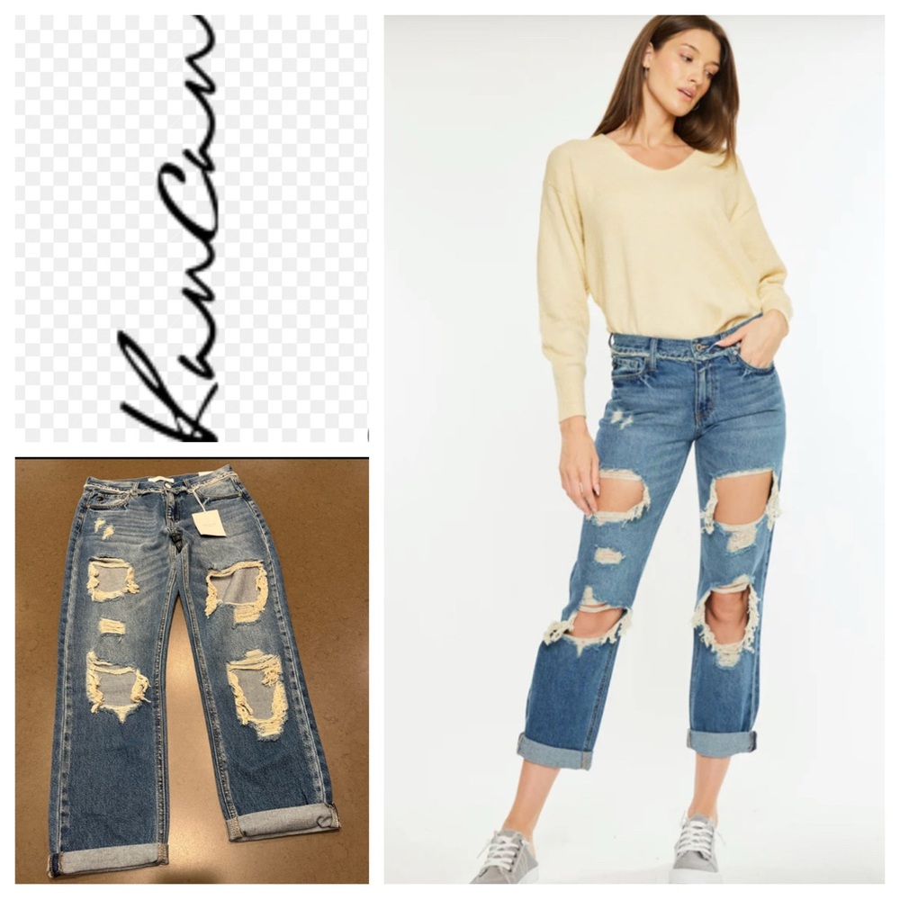 NWT Kancan Noel Mid Rise Boyfriend Jeans Sz: 5/26 - Picture 16 of 16